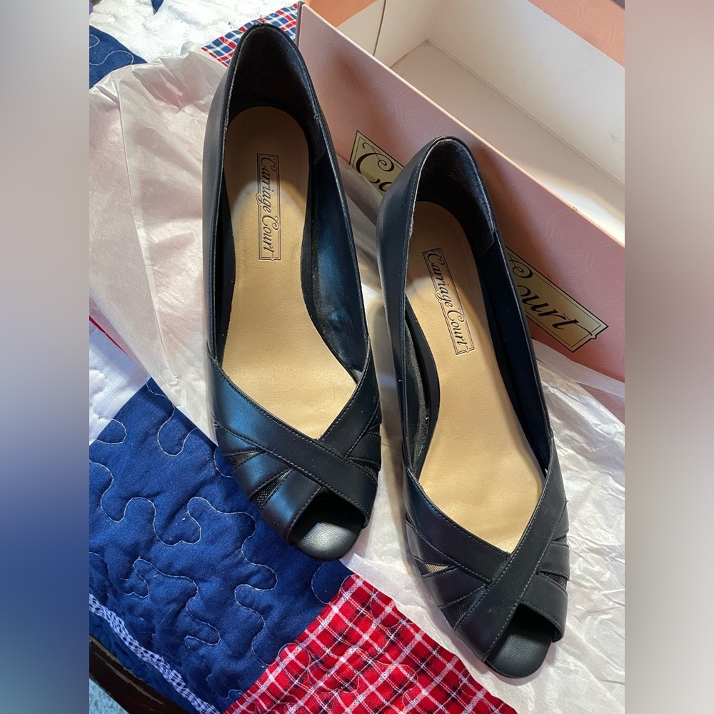 Carriage Court Navy heels